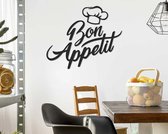BT Home - Bon Apetit modern deco muurdecoratie - Wanddecoratie - Zwart - Houten art - Muurdecoratie - Line art - Wall art - Bohemian - Wandborden - Woonkamer - cadeau - wandecoratie woonkamer