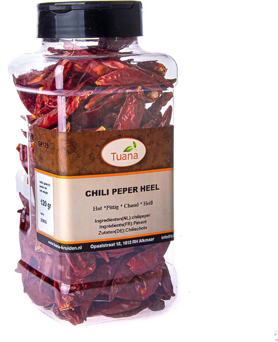 Goedkoopste Tuana Kruiden - Chili Peper Heel - Strooibus 120 Gram - Kruiden Zonder Zout - GP0048