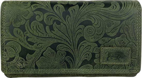Arrigo Harmonica Wrap Wallet Floral Print Leather RFID Size null Portefeuille Femme Wrap Vert