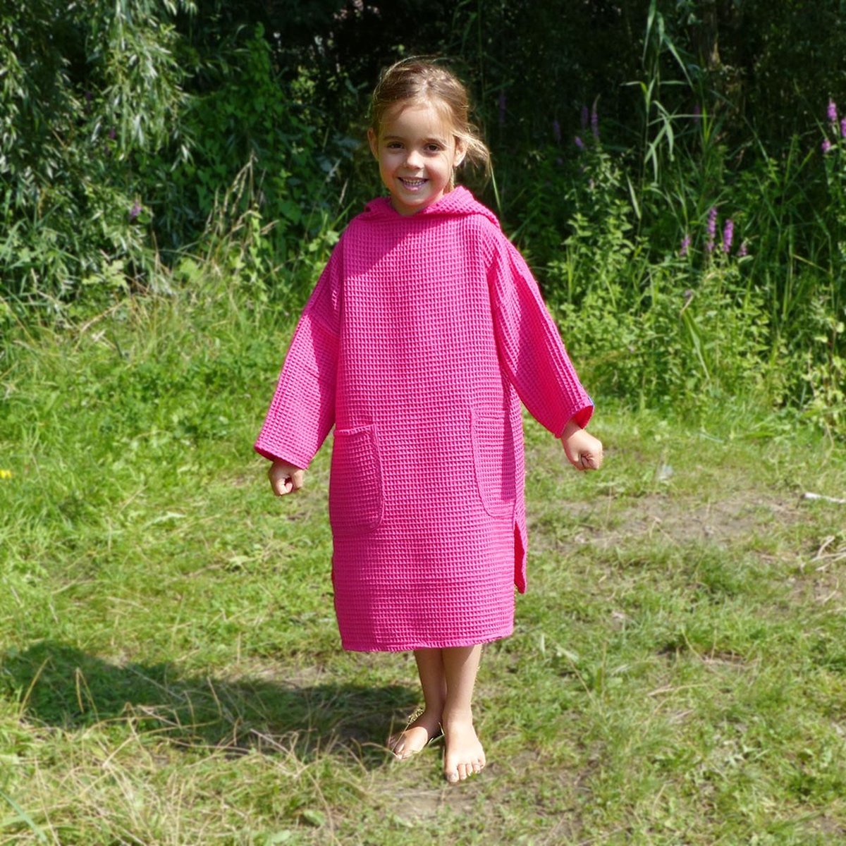 Zeemeermantel kids pure pink - Unisex - met kleine handdoek