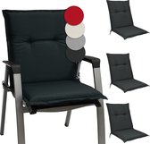 Beautissu Base HL - Set de 4 Coussins Chaise de Coussins de chaise de jardin Dossier Haut 120x50x6 cm Coussin Grijs Graphite pour Chaises de jardin de Jardin Coussin d'Assise