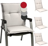 Beautissu Base HL - Set de 4 Coussins Chaise de Coussins de chaise de jardin Dossier Haut 120x50x6 cm Coussin Nature pour Chaises de jardin de Jardin Coussin d'Assise