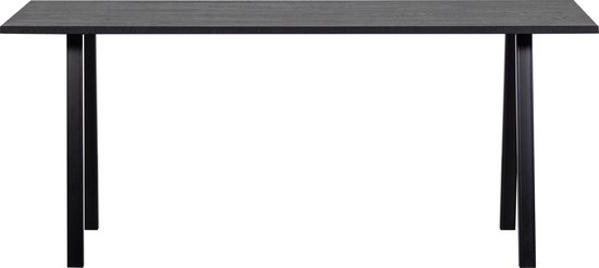 WOOOD Tablo Tafel met 2-stand Poot - Eiken/Metaal - Zwart - 75x180x90