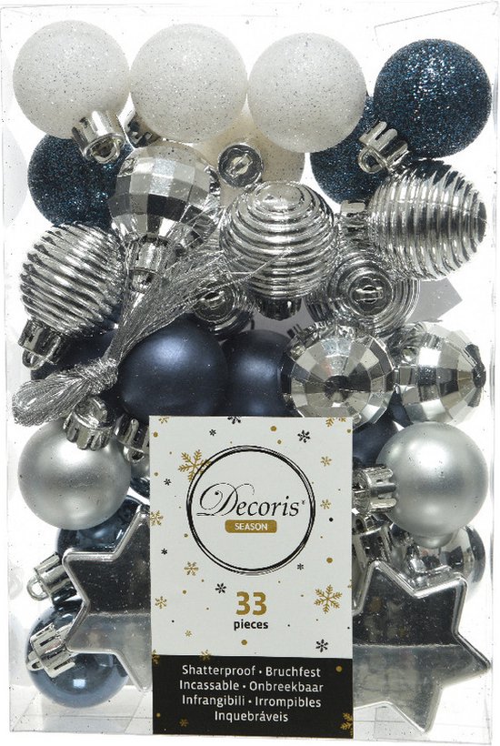 Déco De Sapin Lot De 25 Boules De Noël D 6 Cm - Bleu Et Or - Gamm Vert