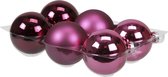 6x stuks kerstversiering kerstballen cherry roze (heather) van glas - 8 cm - mat/glans - Kerstboomversiering