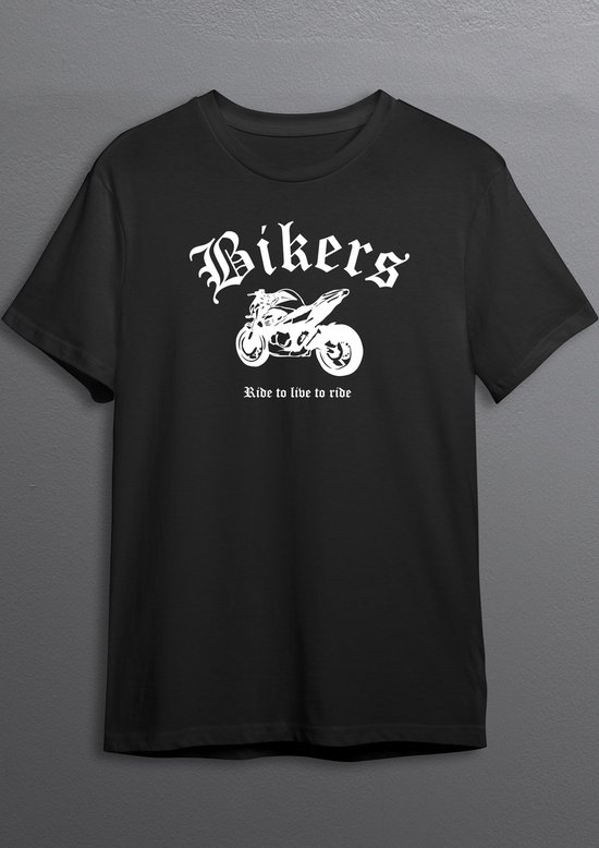 Naked Bike | Bikershirt | Zwart T-shirt | Witte opdruk | S