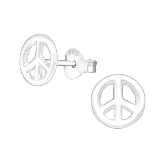 Montebello Oorbellen Peace - 925 Zilver E-Coating  - Vrede -  ∅7mm