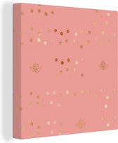 Tableau sur toile Bloem - Rose - Motifs - 50x50 cm - Décoration murale
