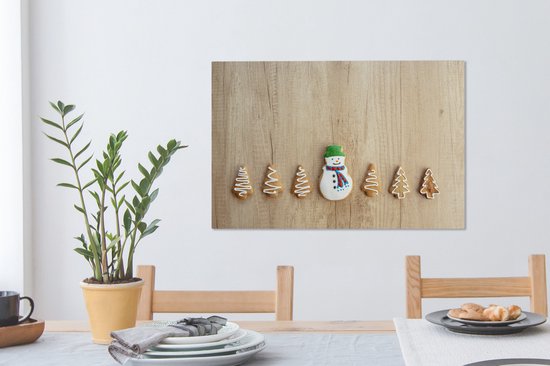 Canvas schilderij 60x40 cm - Wanddecoratie kerstkoekjes - Muurdecoratie woonkamer - Slaapkamer decoratie - Kamer accessoires - Schilderijen op canvas - Kerstdecoratie voor binnen - Kerstversiering - Kerstmis versiering