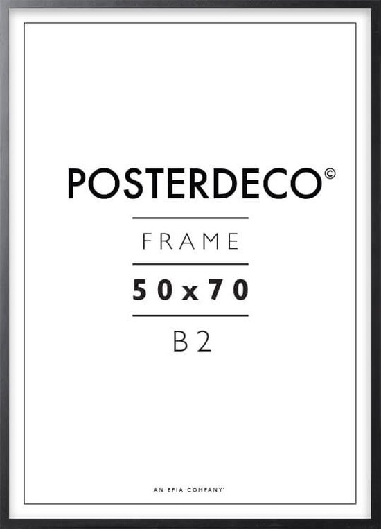 Fotolijst - Posterdeco - Premium Hout - Fotomaat 50x70 cm (B2) - Posterlijst - Fotolijstje - Zwart