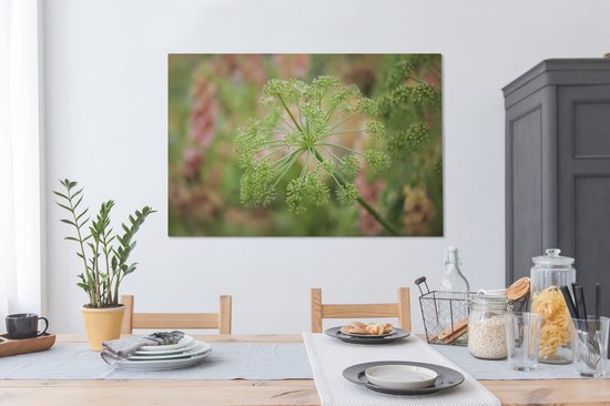 Tableau sur toile Les belles fleurs vertes de l'angélique plant dans la nature - 140x90 cm - Décoration murale