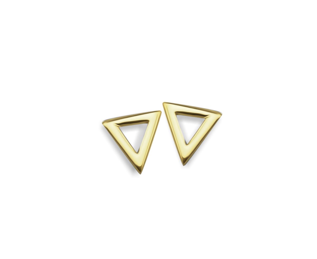 Jwls4u Oorbellen Triangle Silver Gold-plated JE003G