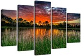 Trend24 - Canvas Schilderij - Lucht Bij Zonsondergang - Vijfluik - Landschappen - 200x100x2 cm - Groen
