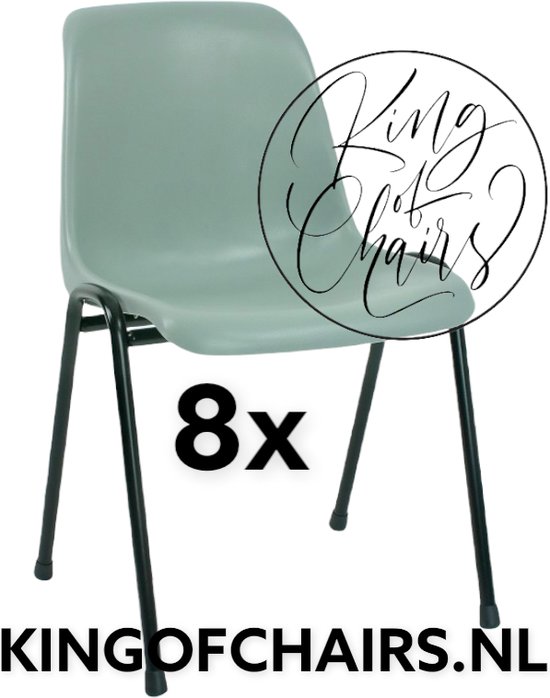 King of Chairs -set van 8- model KoC Daniëlle lichtgrijs met zwart onderstel. Kantinestoel stapelstoel kuipstoel vergaderstoel kantine stoel stapel stoel kantinestoelen stapelstoelen kuipstoelen De Valk 3360 keukenstoel schoolstoel eetkamerstoel
