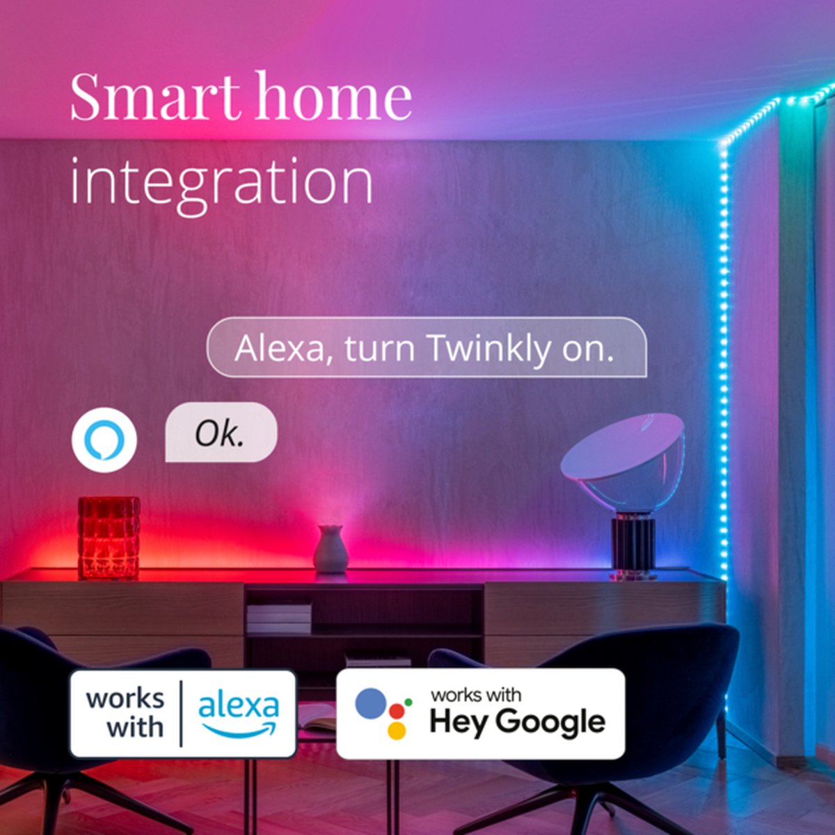 Twinkly Dots Flexibele LED Lichtsnoer - 20M - 400 RGB Licht - Gaming - Binnen & Buiten - Wifi - Werkt met Homekit, Google Home en Razer Chroma - Zwart – foto 5