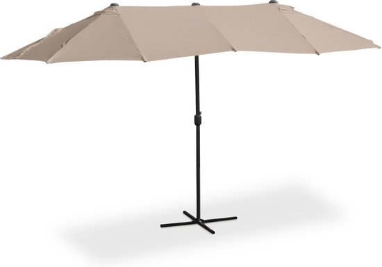Relaxdays dubbele parasol - 460 x 270 cm - XXL parasol - uv 30+ - tuinparasol - beige - Relaxdays