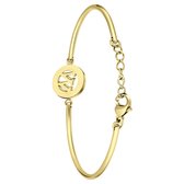 Lucardi Dames Goldplated armband met letter - W - Staal - Armband - Cadeau - Moederdag - 20 cm - Goudkleurig