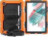 Case2go - Tablet Hoes geschikt voor Samsung Galaxy Tab A8 (2022 & 2021) - 10.5 Inch - Heavy Duty Case met Ingebouwde Screenprotector en Schouderriem - Oranje