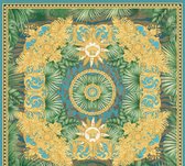 "JUNGLE" SATIJN GLANZEND MEDUSA HOOFD BEHANG | Design - blauw goud groen - A.S. Création Versace 5