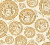 "MEDUSA HOOFD" SATIJN GLANZEND BEHANG | Design - goud wit - A.S. Création Versace 5