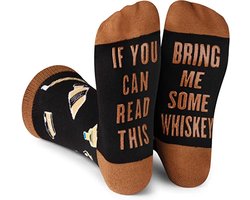 Malinsi Grappige Sokken Whiskey - Leuke Huissokken AntiSlip Dames en heren - If You Can Read This Whiskey Drank - tot 46 - Cadeau voor Man & Vrouw Image