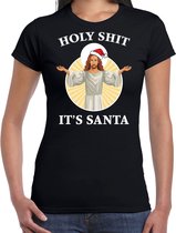 Holy shit its Santa fout Kerstshirt / Kerst t-shirt zwart voor dames - Kerstkleding / Christmas outfit S