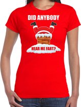 Fun Kerstshirt / Kerst t-shirt Did anybody hear my fart rood voor dames - Kerstkleding / Christmas outfit M