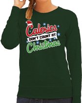 Foute Kersttrui / sweater - Calories dont count at Christmas - groen voor dames - kerstkleding / kerst outfit XL