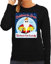 Foute Spanje Kersttrui / sweater - Christmas in Spain we know how to party - zwart voor dames - kerstkleding / kerst outfit XL