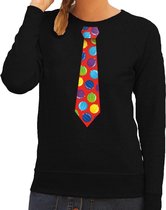 Foute kersttrui / sweater stropdas met kerstballen print zwart voor dames XS