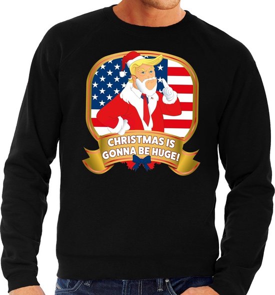 Foute kersttrui / sweater - zwart - Trump Christmas is gonna be Huge heren XL