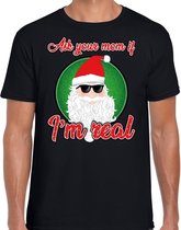 Fout Kerst t-shirt - cool santa / kerstman - Ask your mom if I am real - voor heren - kerstkleding / kerst outfit