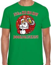 Fout Kerst t-shirt - bier drinkende kerstman - niks HO HO HO doordrinken - groen voor heren - kerstkleding / kerst outfit M