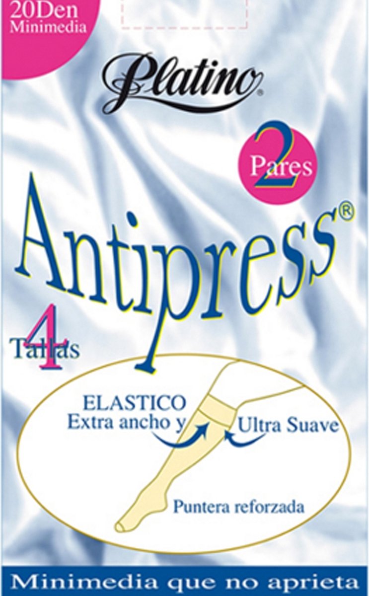 Platino 2 paar zwarte anti press panty kousjes 20 den maat 38/40 omvang 34 a 36 cm