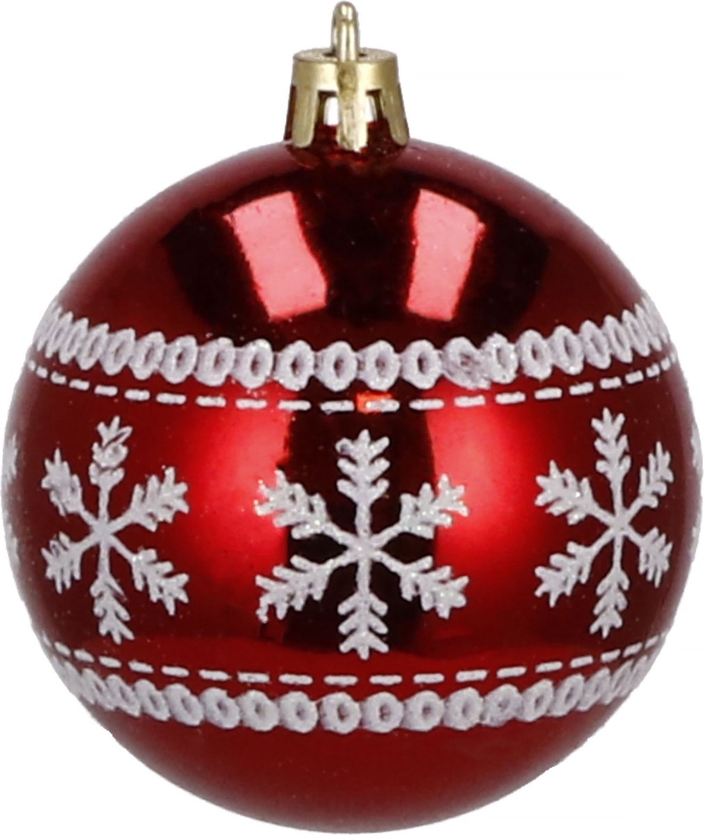 Springos Kerstballen | Kerstversiering | Onbreekbaar | 30 Stuks | 5 cm | Rood/Wit – foto 7