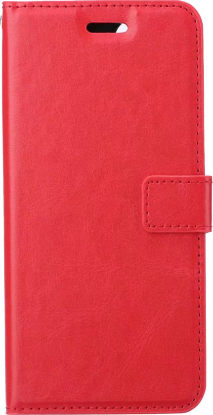 Hoes Geschikt voor OPPO A16 Hoesje Bookcase Hoes Flip Case Book Cover - Hoesje Geschikt voor OPPO A16 Hoes Book Case Hoesje - Rood