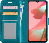 Hoes Geschikt voor OPPO A16 Hoesje Book Case Hoes Flip Cover Wallet Bookcase - Turquoise