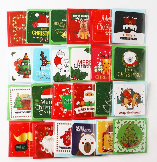24 Kerstkaarten 7x7cm met Enveloppen