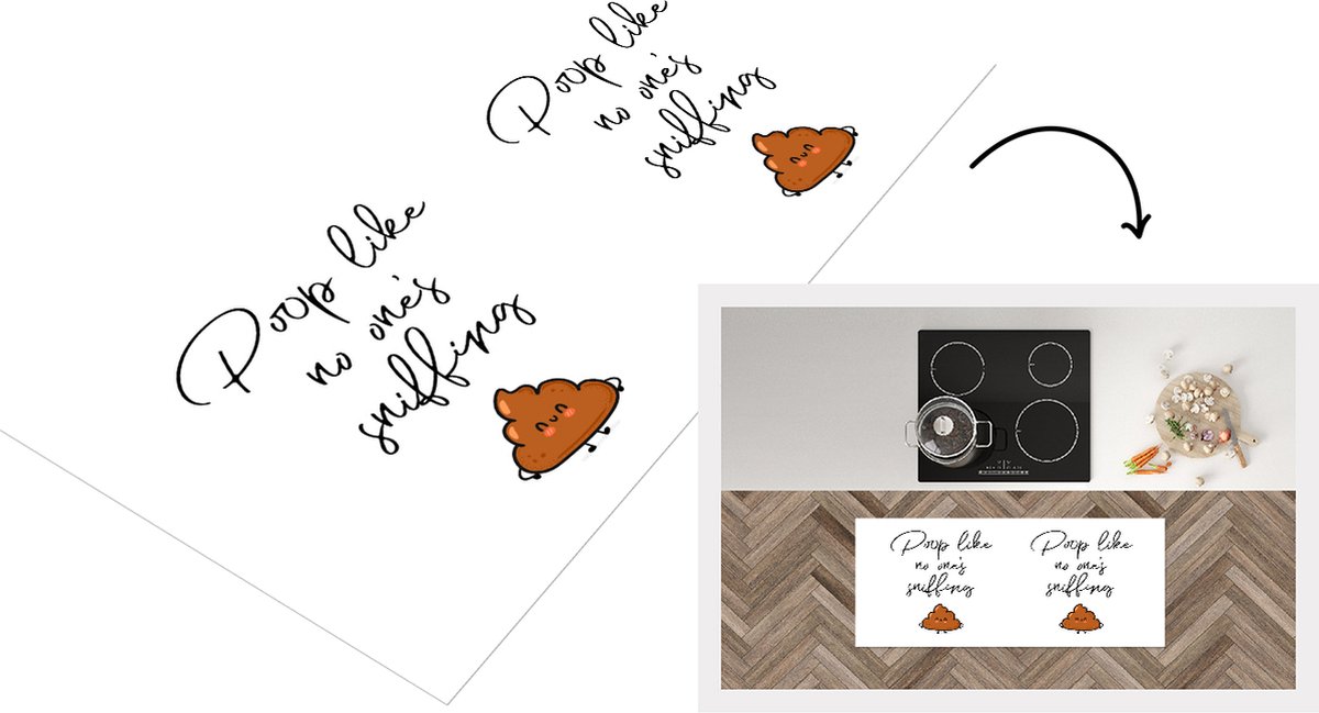 KitchenYeah Keukenloper - Loper keuken - Spreuken - Quotes - Poop like no one's sniffing - Poep - Drol - Keukenloper vinyl Multicolor