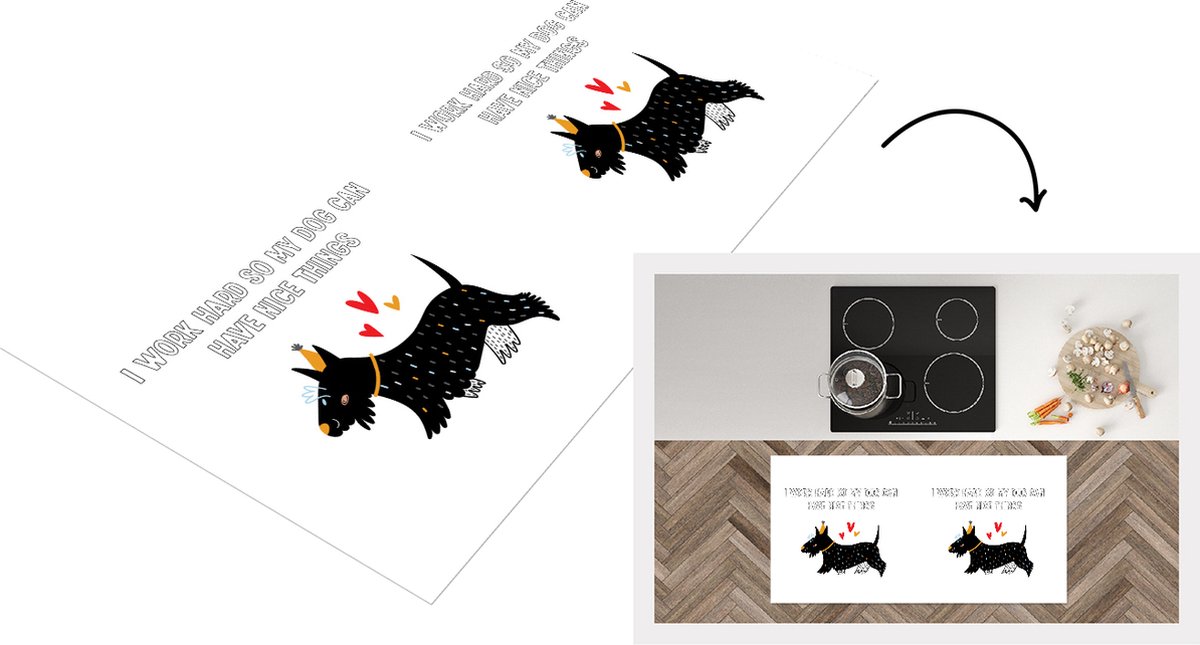 KitchenYeah Keukenloper - Loper keuken - Quotes - Spreuken - I work hard so my dog can have nice things - Hond - 120x60 cm - Keukenloper vinyl Multicolor