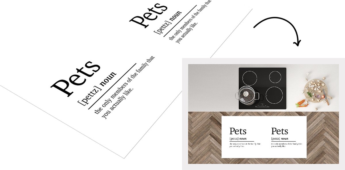 KitchenYeah Keukenloper - Loper keuken - Spreuken - Woordenboek - Pets - Quotes - Huisdieren definitie - 120x60 cm - Keukenloper vinyl Multicolor