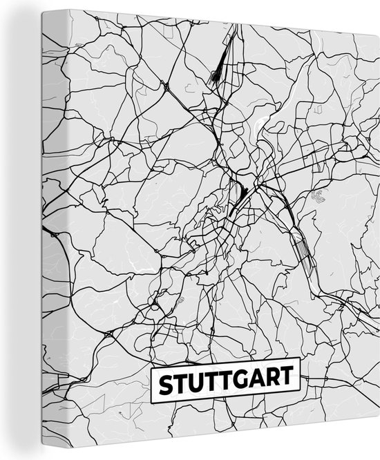 Canvas Schilderij Duitsland - Stadskaart - Plattegrond - Stuttgart - Kaart - Wanddecoratie