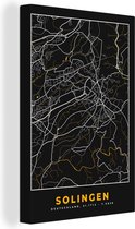Peinture sur Toile Solingen - Or - Plan de Ville - Carte - Allemagne - Carte - 80x120 cm - Décoration murale
