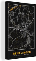 Peinture sur Toile Reutlingen - Or - Plan de Ville - Carte - Plan - Allemagne - 80x120 cm - Décoration murale