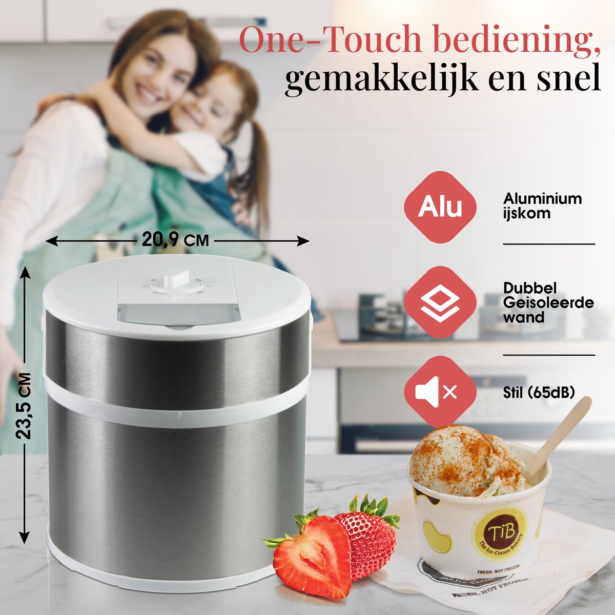 QUIGG IJsmachine Ice Cream Maker Roomijsmachine IJsmachine voor