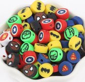 Perles en Argile - Perles en polymère - Super-héros -héros - Spiderman, Captain America, Superman, Batman - 10mm - 50 pièces