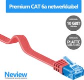 Neview - 50 cm premium platte UTP kabel - CAT 6a - 10 Gbit - 100% koper - Rood - (netwerkkabel/internetkabel)