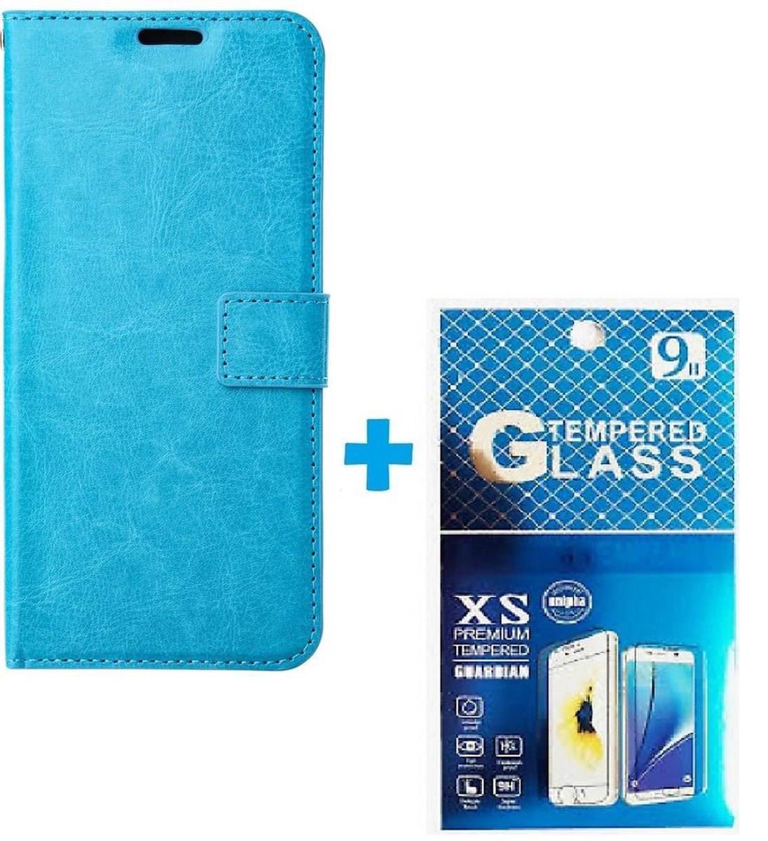 Portemonnee Bookcase Hoesje + 2 Pack Glas Geschikt voor: Samsung Galaxy A73 5G - turquoise