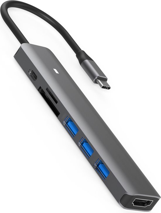 Rolio USB C Hub - 4K HDMI - USB-C Opladen - USB 3.0 Docking - SD & TF Kaartlezer - Universeel