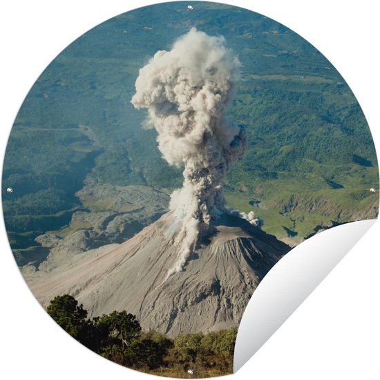 Tuincirkel Guatemala - Vulkaan - Bos - 60x60 cm - Ronde Tuinposter - Buiten
